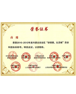 科技標(biāo)兵榮譽(yù)證書(shū)